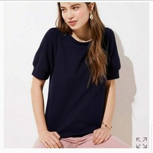 LOFT Navy Crepe Top XS